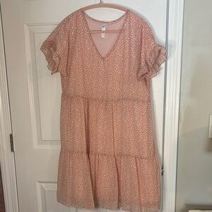 Chic Peach Floral Midi Dress